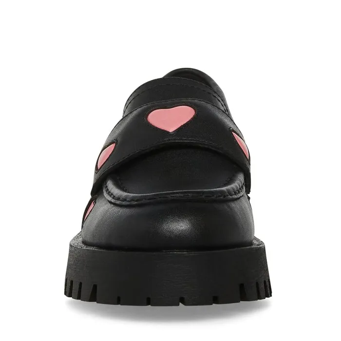 Steve Madden LawrenceH Black Leather Womens Loafers and Flats