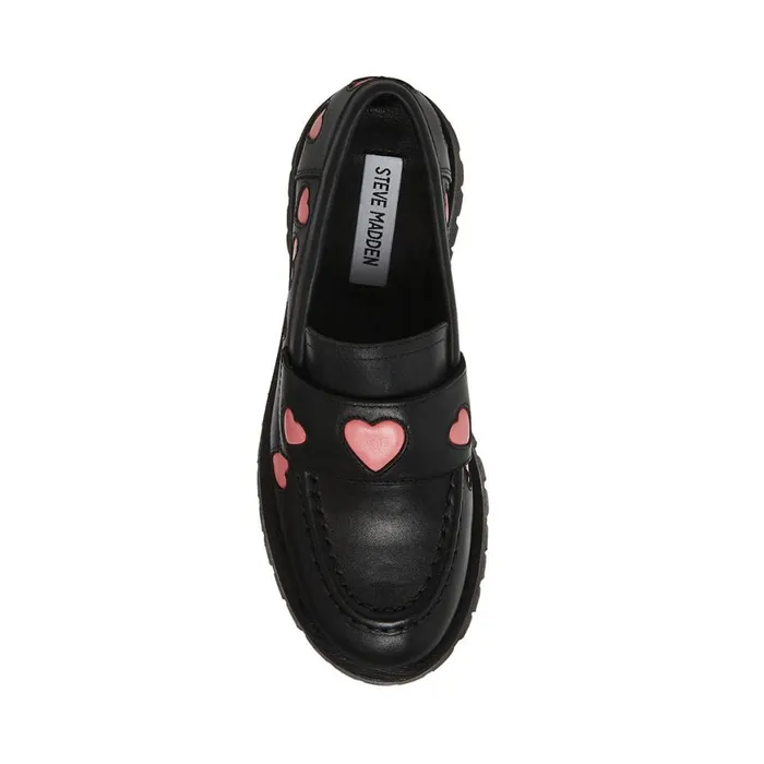 Steve Madden LawrenceH Black Leather Womens Loafers and Flats