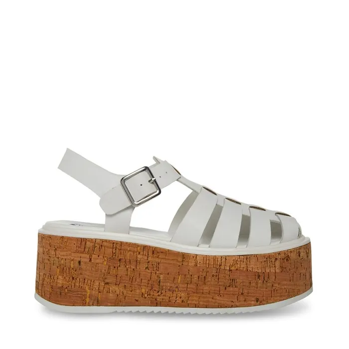 Steve Madden Lazlo White Leather Womens Sandals