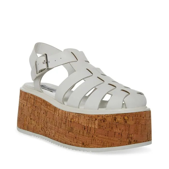 Steve Madden Lazlo White Leather Womens Sandals