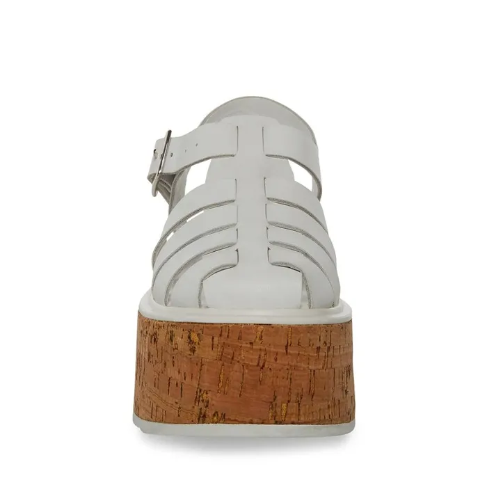 Steve Madden Lazlo White Leather Womens Sandals