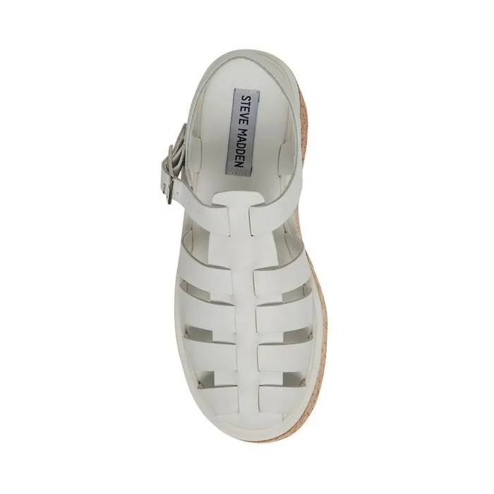 Steve Madden Lazlo White Leather Womens Sandals