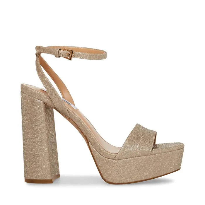 Steve Madden Lessa Gold Glitter Womens Heels