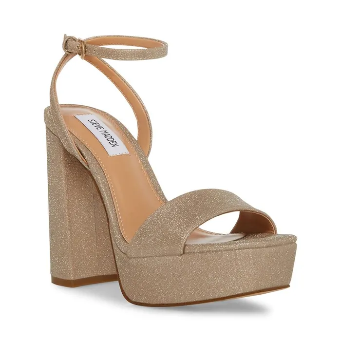 Steve Madden Lessa Gold Glitter Womens Heels