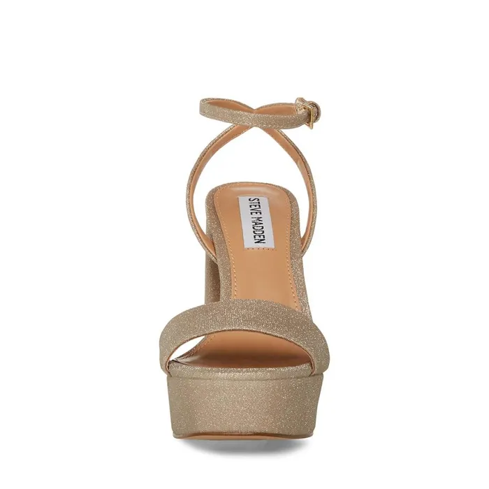Steve Madden Lessa Gold Glitter Womens Heels