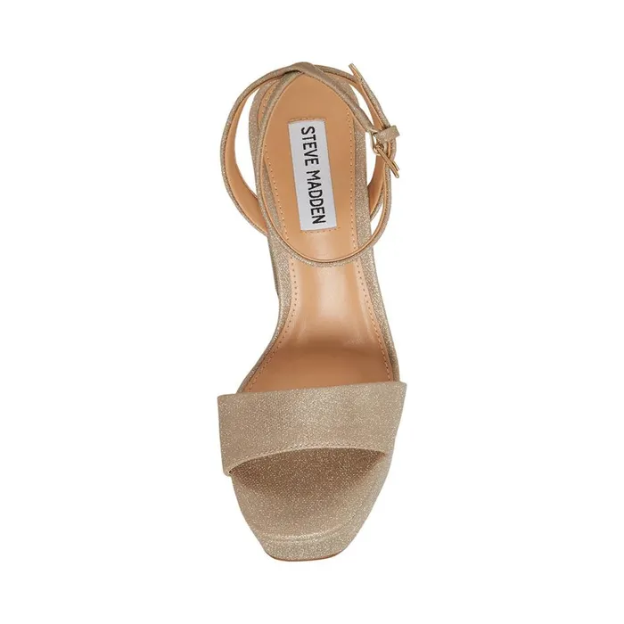 Steve Madden Lessa Gold Glitter Womens Heels