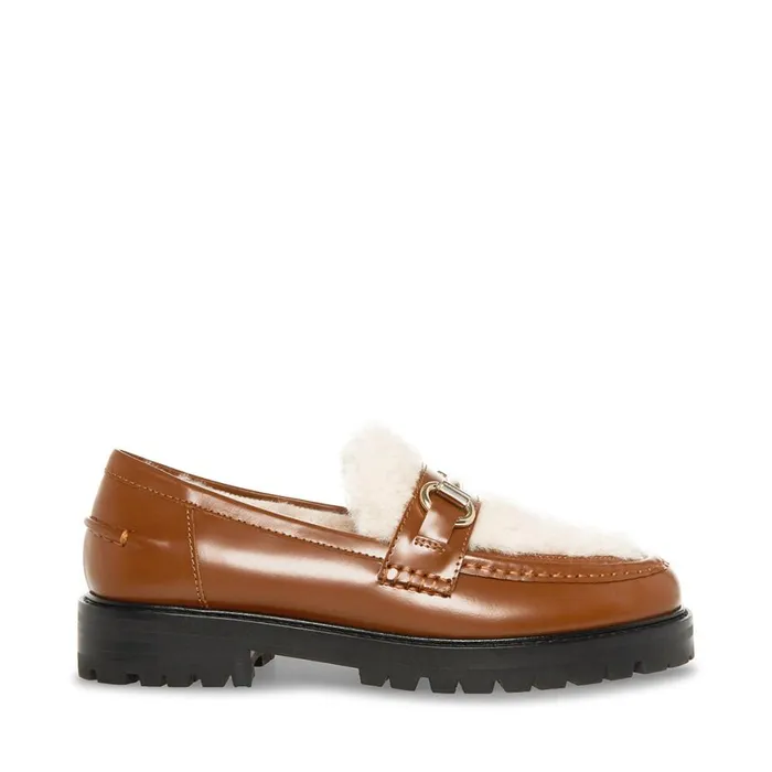 Steve Madden Marianna Cognac Leather Womens Loafers and Flats