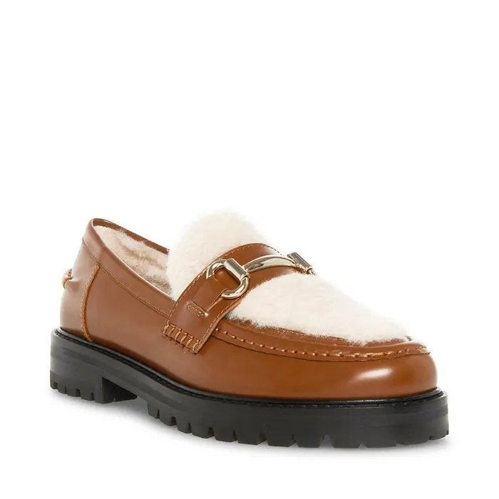 Steve Madden Marianna Cognac Leather Womens Loafers and Flats