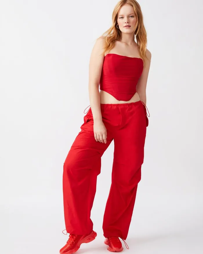 Steve Madden Pia Parachute Pant Red Womens Bottoms