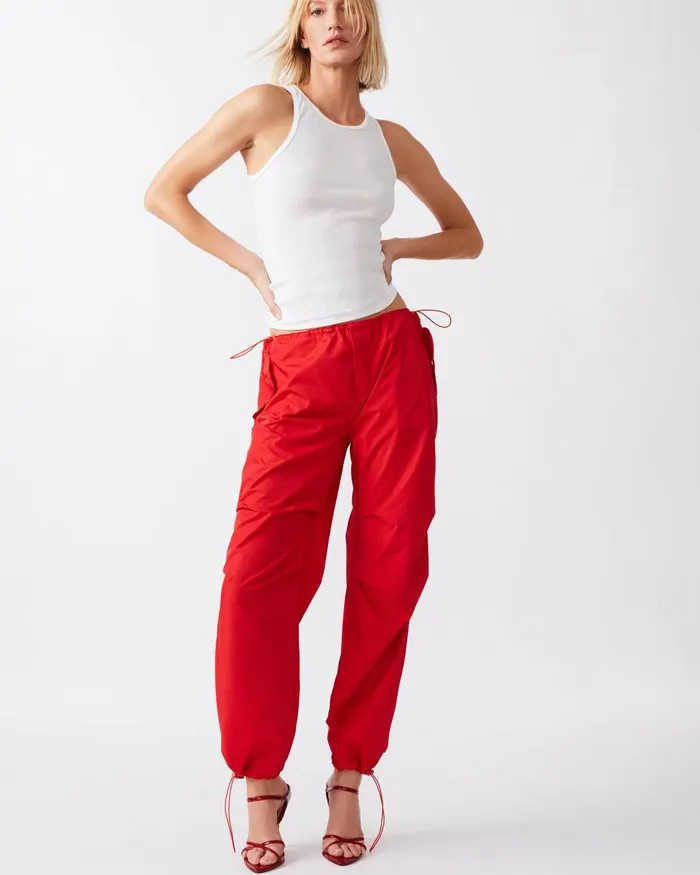 Steve Madden Pia Parachute Pant Red Womens Bottoms