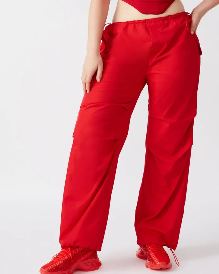Steve Madden Pia Parachute Pant Red Womens Bottoms