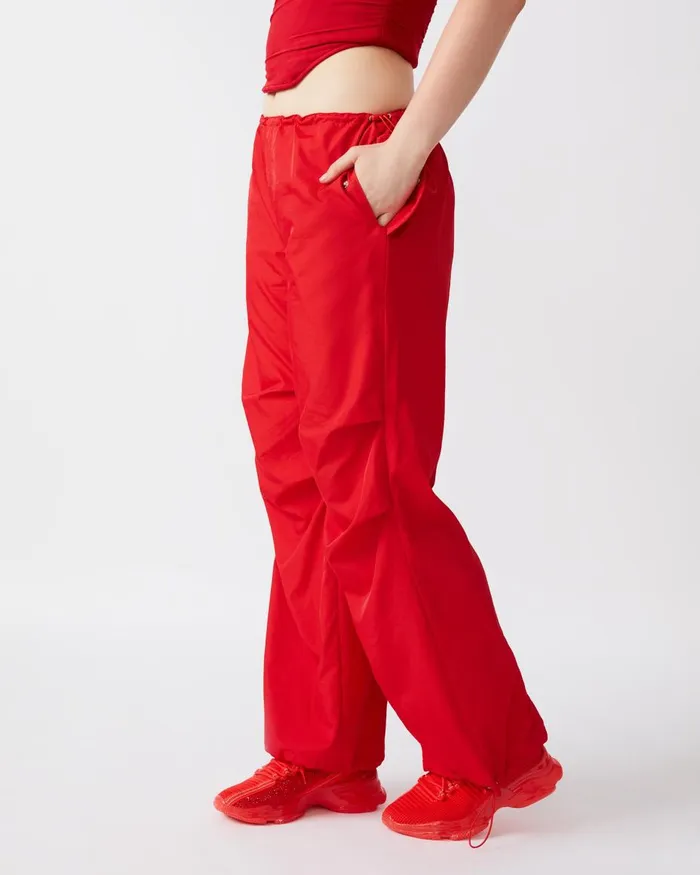 Steve Madden Pia Parachute Pant Red Womens Bottoms