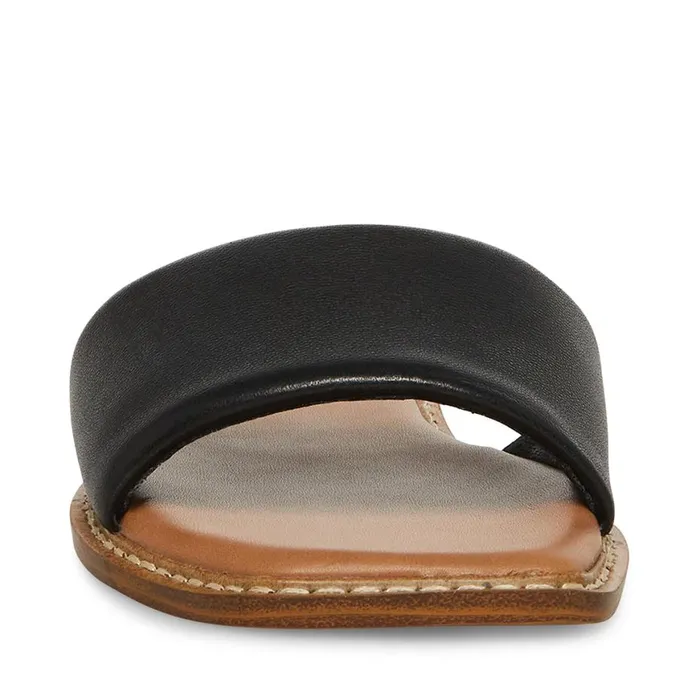Steve Madden Sandra Black Leather Womens Sandals