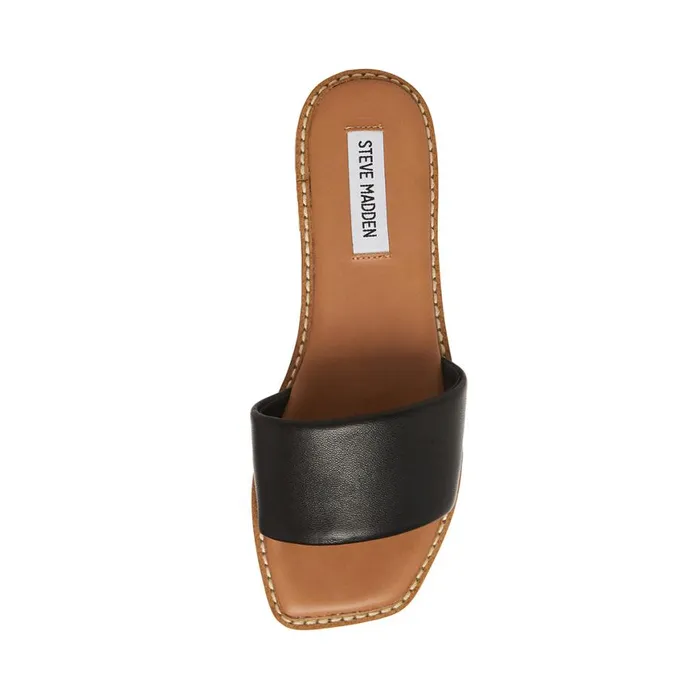 Steve Madden Sandra Black Leather Womens Sandals