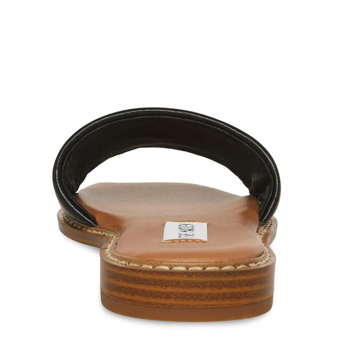 Steve Madden Sandra Black Leather Womens Sandals