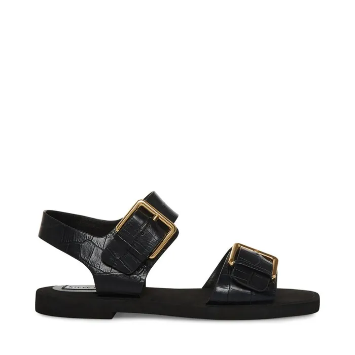 Steve Madden Santo Black Crocodile Womens Sandals