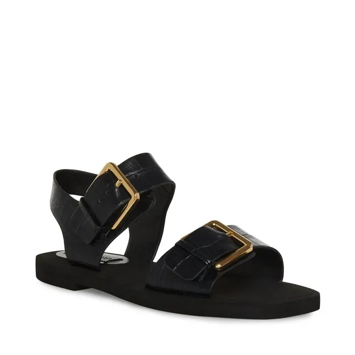 Steve Madden Santo Black Crocodile Womens Sandals