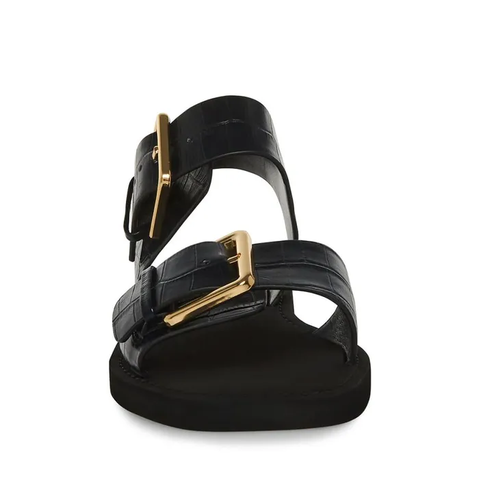 Steve Madden Santo Black Crocodile Womens Sandals
