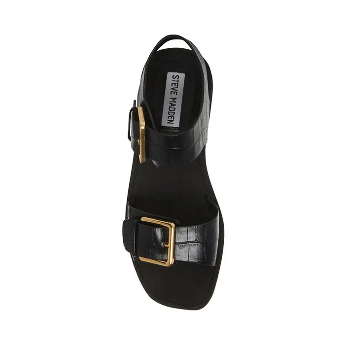 Steve Madden Santo Black Crocodile Womens Sandals