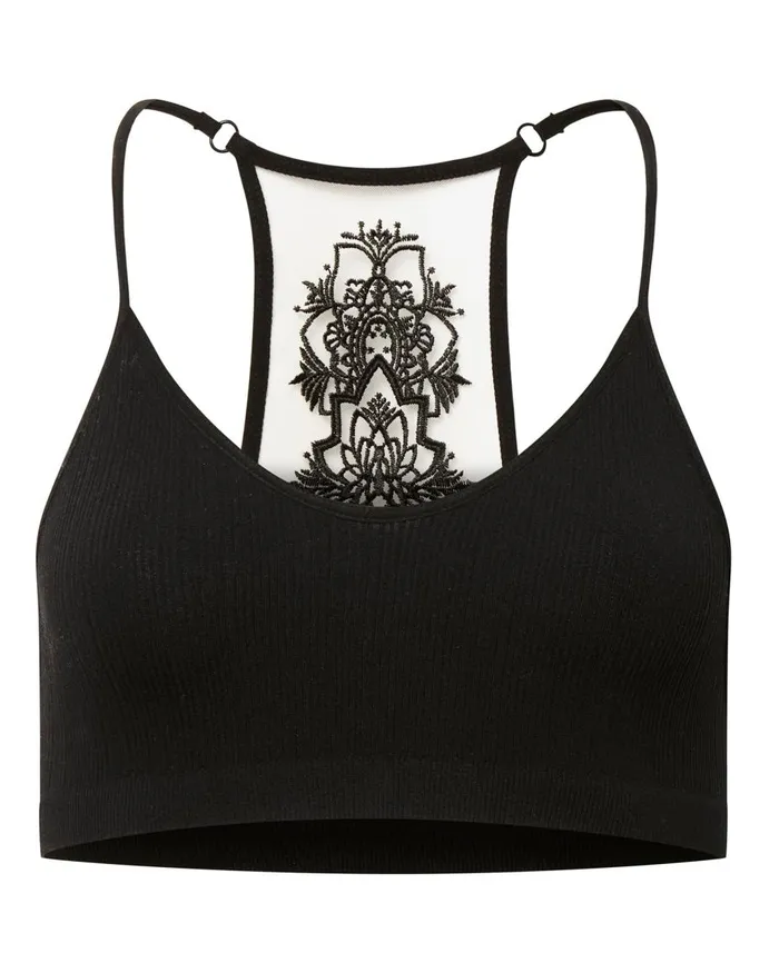 Steve Madden The Ella Mesh Bralette Black Womens Tops and Shirts