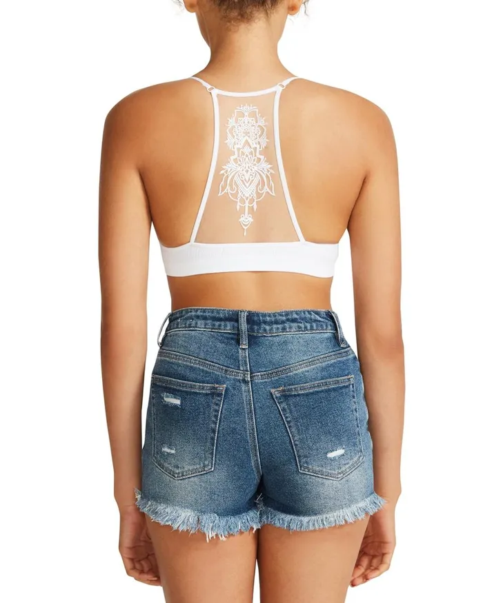 Steve Madden The Ella Mesh Bralette White Womens Tops and Shirts