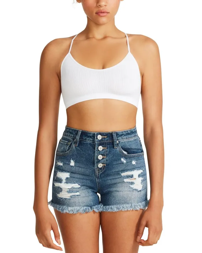 Steve Madden The Ella Mesh Bralette White Womens Tops and Shirts