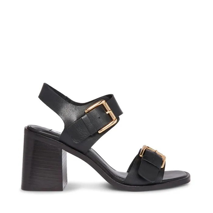 Steve Madden Tressa Black Leather Womens Heels