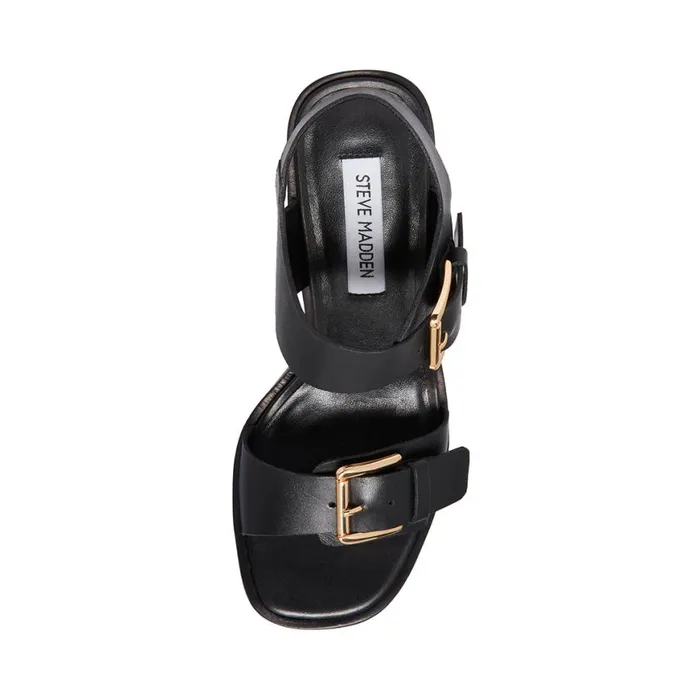 Steve Madden Tressa Black Leather Womens Heels
