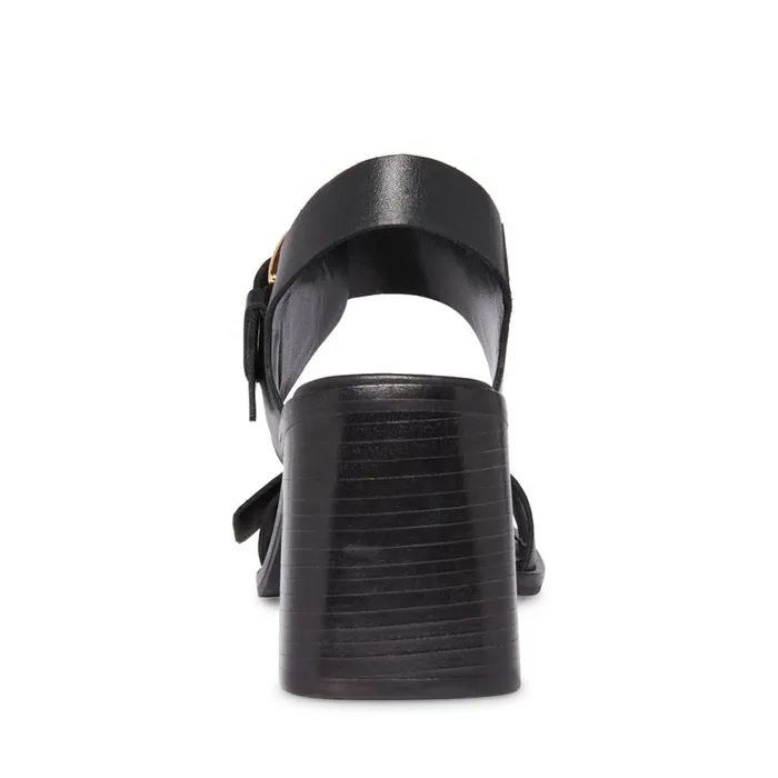 Steve Madden Tressa Black Leather Womens Heels