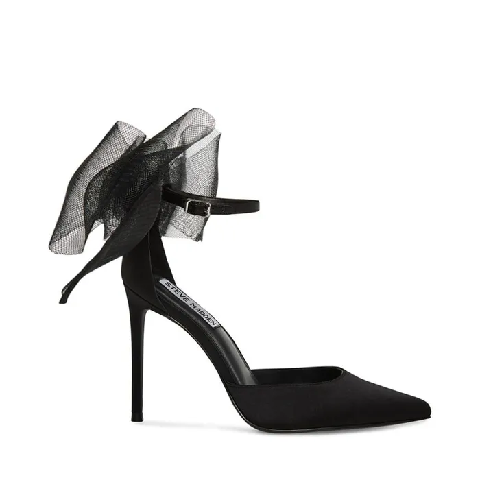 Steve Madden Valenteen Black Satin Womens Heels
