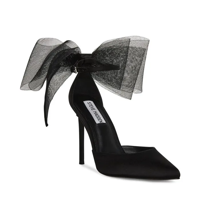 Steve Madden Valenteen Black Satin Womens Heels