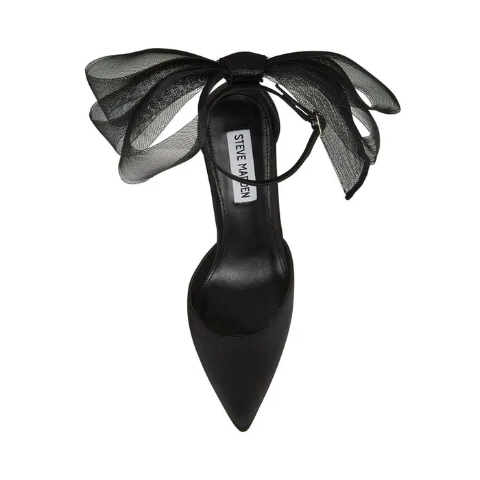 Steve Madden Valenteen Black Satin Womens Heels