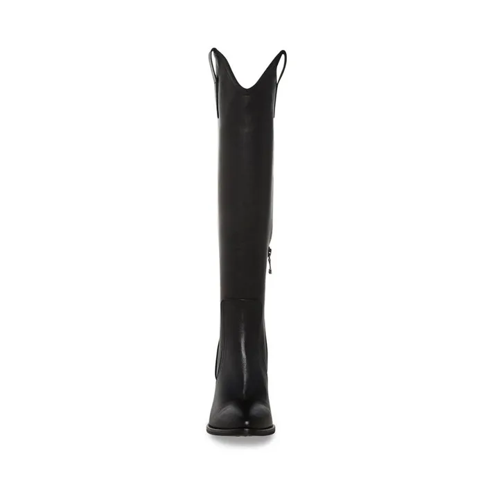 Steve Madden Vittoria Black Leather Womens Boots and Booties