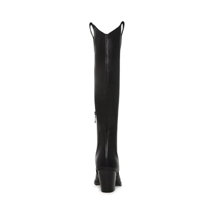 Steve Madden Vittoria Black Leather Womens Boots and Booties