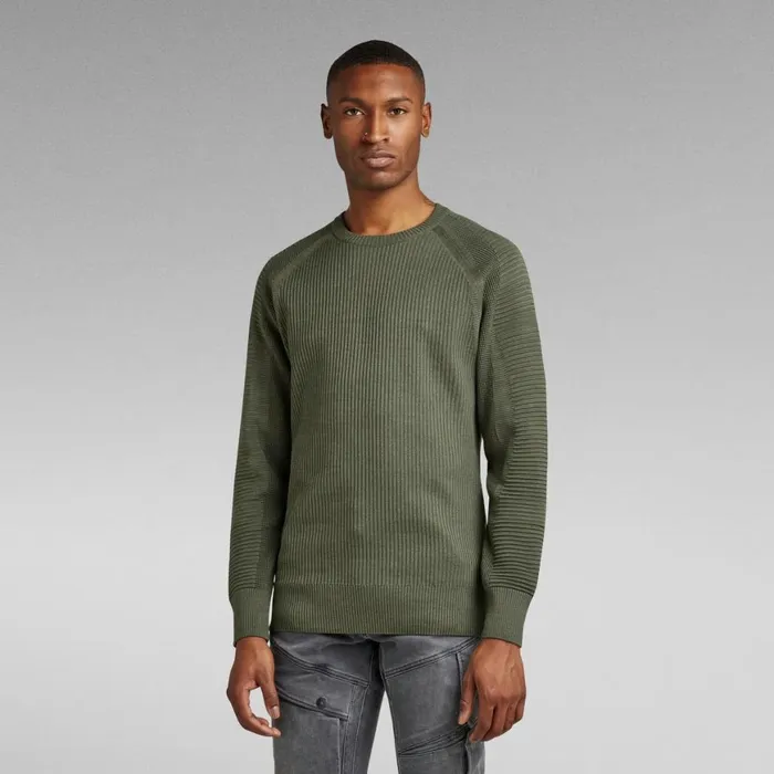 Sweaters Men GStar RAW 3D Biker Knitted Sweater Light Huntergrey Moss