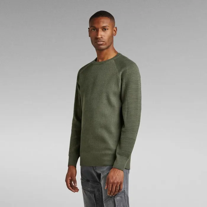 Sweaters Men GStar RAW 3D Biker Knitted Sweater Light Huntergrey Moss