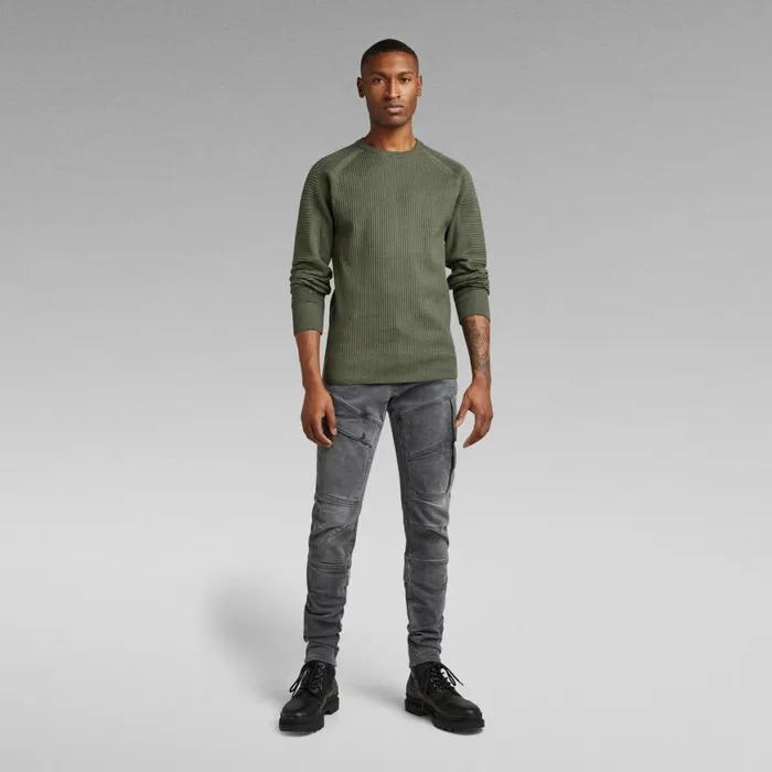 Sweaters Men GStar RAW 3D Biker Knitted Sweater Light Huntergrey Moss