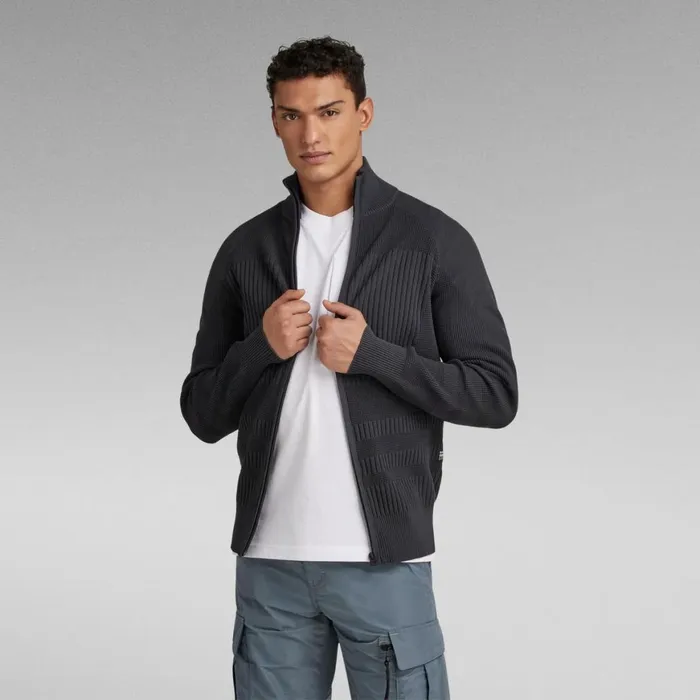 Sweaters Men GStar RAW Engineered Zip Thru Knit Shadow