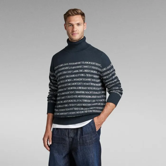 Sweaters Men GStar RAW Unisex Jacquard Stripe Turtle Knit Salutemilk Stripe