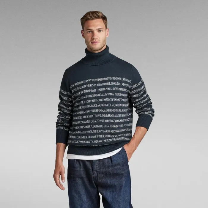 Sweaters Men GStar RAW Unisex Jacquard Stripe Turtle Knit Salutemilk Stripe