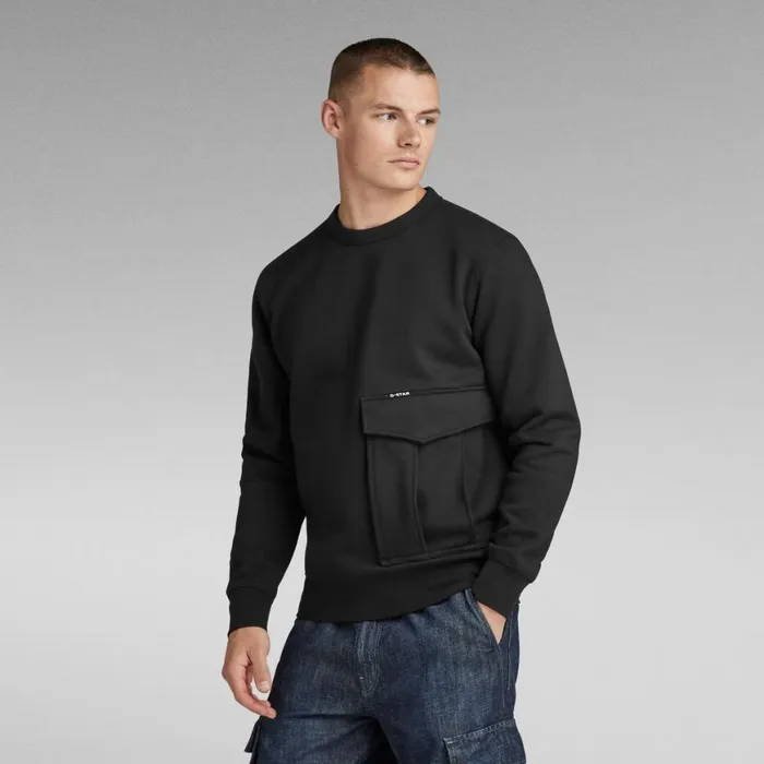 Sweatshirts and Hoodies Men GStar RAW Cargo Sweater Dark Black