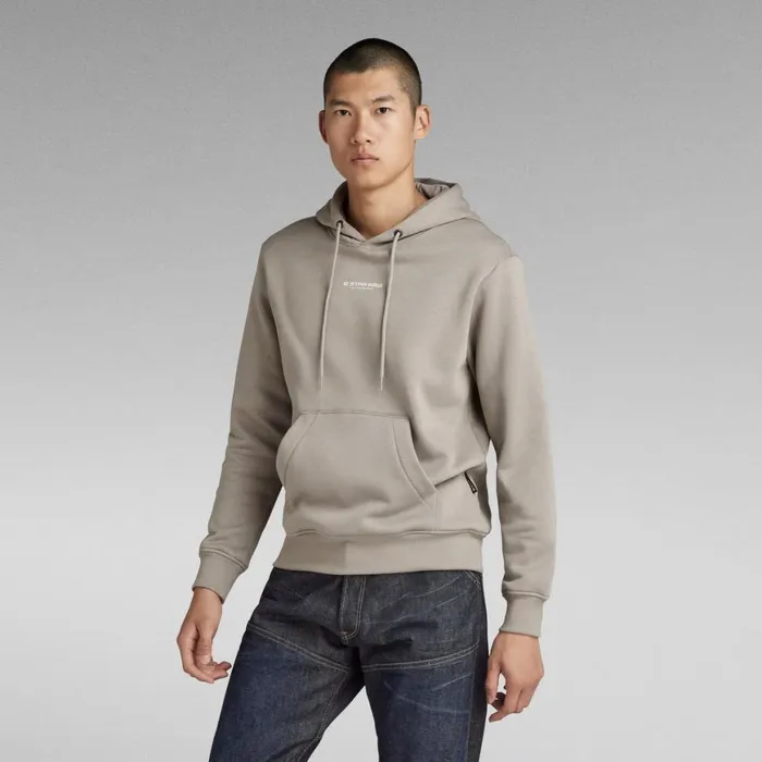 Sweatshirts and Hoodies Men GStar RAW Center Chest Logo Hooded Sweater Elephant Skin