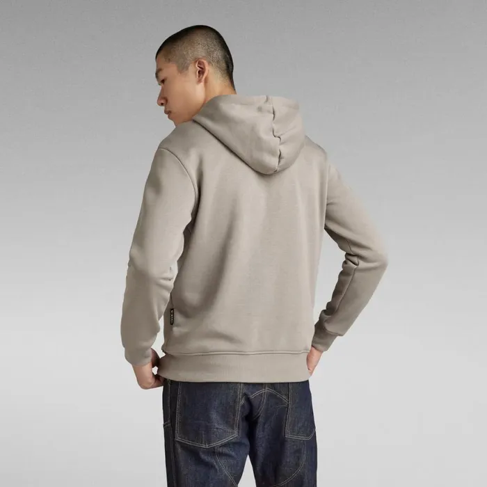 Sweatshirts and Hoodies Men GStar RAW Center Chest Logo Hooded Sweater Elephant Skin