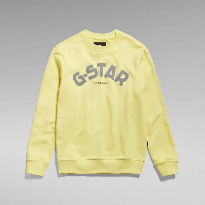 Sweatshirts and Hoodies Men GStar RAW Puff Logo Print Crew Sweater Lemonade