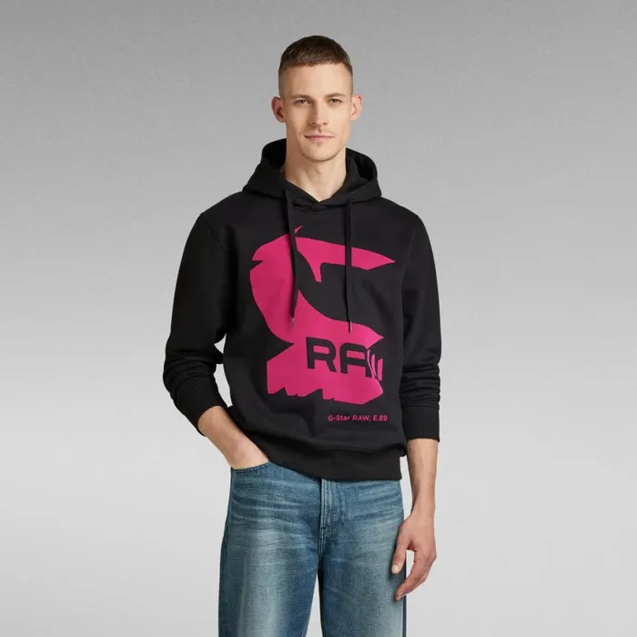 Sweatshirts and Hoodies Men GStar RAW Shadow Drop Graphic Hoodie Dark Black