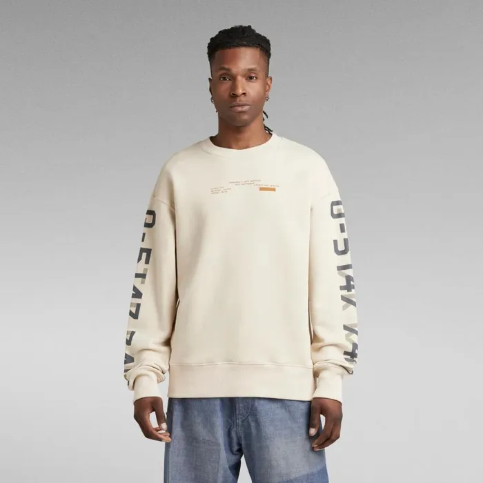 Sweatshirts and Hoodies Men GStar RAW Sleeve Graphics Loose Sweater Dark Talc