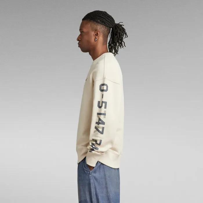 Sweatshirts and Hoodies Men GStar RAW Sleeve Graphics Loose Sweater Dark Talc