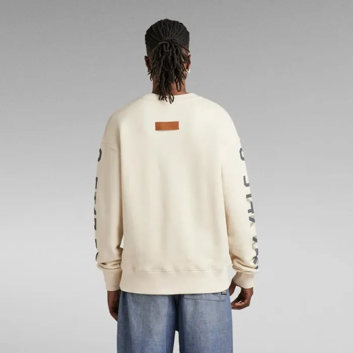 Sweatshirts and Hoodies Men GStar RAW Sleeve Graphics Loose Sweater Dark Talc