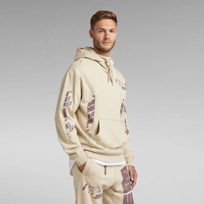 Sweatshirts and Hoodies Men GStar RAW Sobiru Loose Hooded Sweater Brown Rice