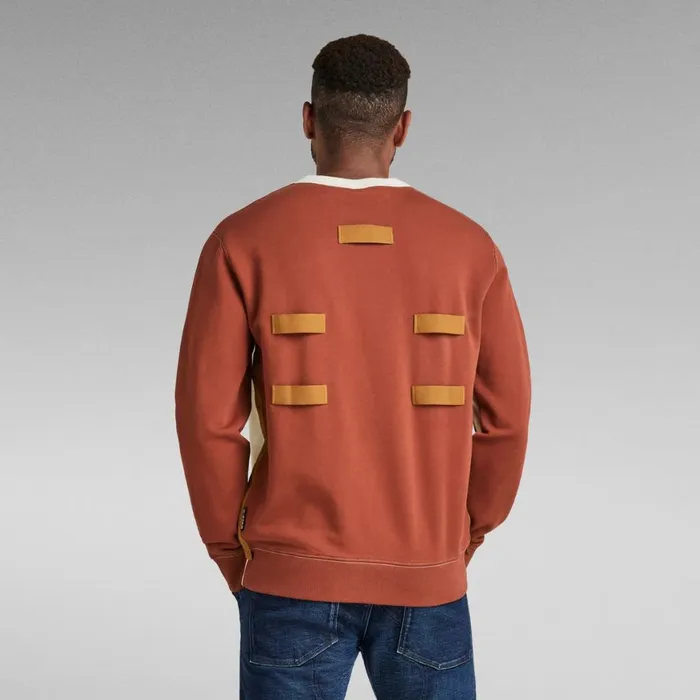 Sweatshirts and Hoodies Men GStar RAW Tape Colorblock Sweater Dark Talcauburn Color Block